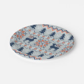 ブルーナイテッドのクリスマスセーターのトナカイ模様 ペーパープレート (アングル)