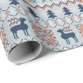 ブルーナイテッドのクリスマスセーターのトナカイ模様 ラッピングペーパー (ロールコーナー)