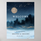 ブルーナイトウォーターカラー結婚ランドスケープへようこそ ポスター (正面)