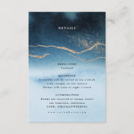 ブルーナイトウォーターカラー結婚ランドスケープ詳細 エンクロージャーカード