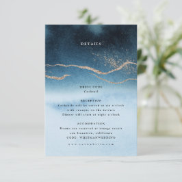 ブルーナイトウォーターカラー結婚ランドスケープ詳細 エンクロージャーカード