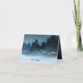 ブルーナイトウォーターカラー風景 サンキューカード (裏面)