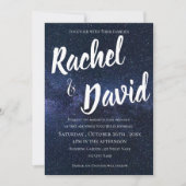 ブルーナイトスカイアンダーザスターズタイポグラフィ結婚ズ 招待状 (正面)
