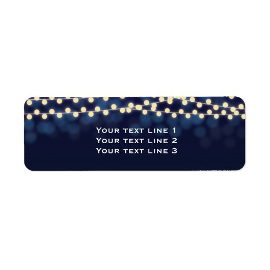 ブルーナイトスカイストリングライツシックなウェディングラベル ラベル (正面)