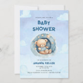 ブルーナイトスカイベビーベアシャワー招待状 招待状 (正面)