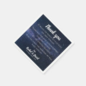 ブルーナイトスカイ結婚の感謝メッセージ スタンダードカクテルナプキン (角)