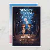 ブルーナイトフェアリー物語ジェンダーリビール招待状 招待状 (正面/裏面)