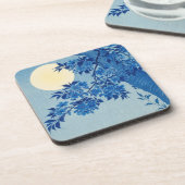 ブルーナイトムーンさくらんぼツリー日本の コースター (左側)
