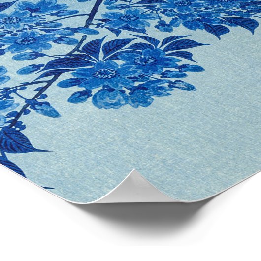 ブルーナイトムーンさくらんぼツリー日本の ポスター (角)