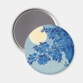 ブルーナイトムーンさくらんぼツリー日本の マグネット (正面/裏面)