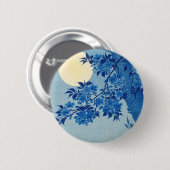 ブルーナイトムーンさくらんぼツリー日本の 缶バッジ (正面&裏面)