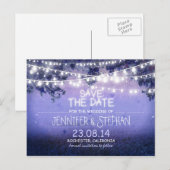ブルーナイトライトロマンチックな日付を保存 案内ポストカード (正面/裏面)