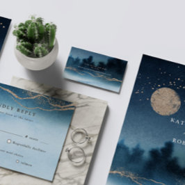 ブルーナイトランドスケープ結婚のウェブサイトカード