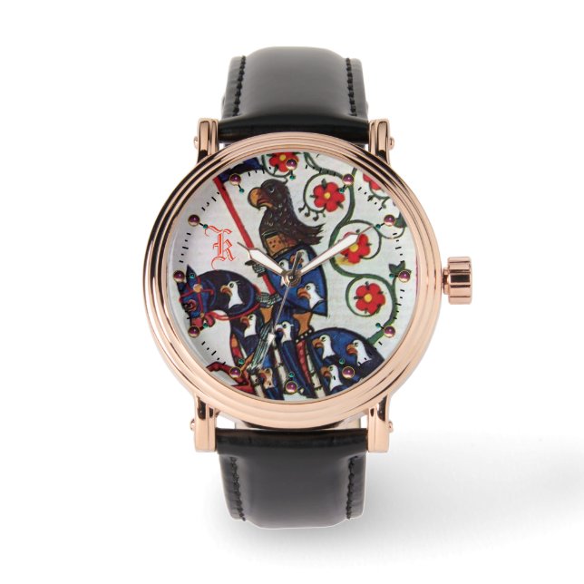 ブルーナイト中世ミニチュア・モノグラム 腕時計 (正面)