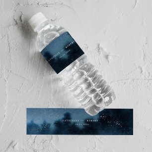 ブルーナイト水彩風景結婚ズ ペットボトルラベル