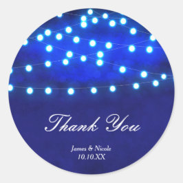 ブルーナイト素朴ストリングライツ結婚ステッカー ラウンドシール