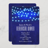 ブルーナイト素朴ストリングライトリハーサルディナー 招待状 (正面/裏面)