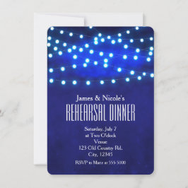 ブルーナイト素朴ストリングライトリハーサルディナー 招待状