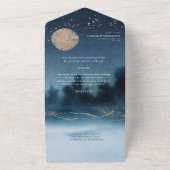 ブルーナイト結婚ランドスケープ全て1つの招待状 オールインワン招待状 (外側)