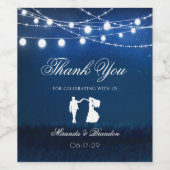 ブルーナイト&シルバーストリングライト結婚式の引き出物 ワインラベル (シングルラベル)