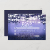 ブルーナイト&ランタン素朴な結婚式RSVP 出欠カード (正面/裏面)