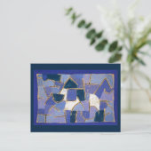 ブルーナイトbyポール・クレー抽象芸術 ポストカード (スタンド正面)