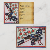 ブルーナイトON乗馬レッドローズパーチメントパール 名刺 (正面/裏面)