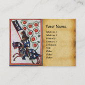 ブルーナイトON乗馬レッドローズパーチメントパール 名刺 (正面)