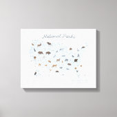 ブルーナショナルパークマップウッドランド子供部屋デコール キャンバスプリント (正面)