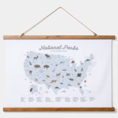 ブルーナショナルパークマップウッドランド子供部屋デコール 吊り下げ型タペストリー (正面)