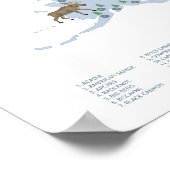 ブルーナショナルパークマップウッドランド子供部屋プリント ポスター (角)