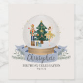 ブルーナツクラッカークリスマスバースデーパーティー ワインラベル (シングルラベル)