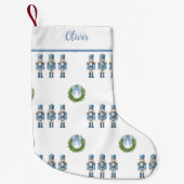 ブルーナツクラッカーノスタルジック スモールクリスマスストッキング (正面)