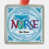 ブルーナースモットーカスタムナースオーナメント メタルオーナメント (正面)