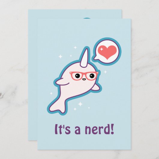 ブルーナーホールベビーシャワー招待状フォーおたく 招待状 (正面/裏面)