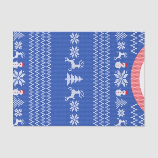 ブルーニットウィンタークリスマスホリデーセーターカスタム 薄葉紙 (正面)