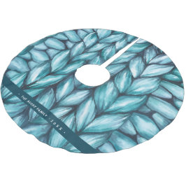 ブルーニットパーソナライズされたクリスマス ブラッシュドポリエステルツリースカート