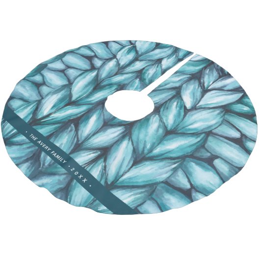 ブルーニットパーソナライズされたクリスマス ブラッシュドポリエステルツリースカート (アングル)