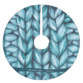 ブルーニットパーソナライズされたクリスマス ブラッシュドポリエステルツリースカート (正面)