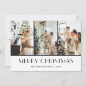 ブルーニットモダンパターン写真クリスマスカード シーズンカード (正面)