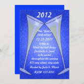 ブルーニューイヤーにワイングラス招待状 招待状 (正面/裏面)