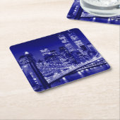 ブルーニューヨークシティナイト スクエアペーパーコースター (アングル)