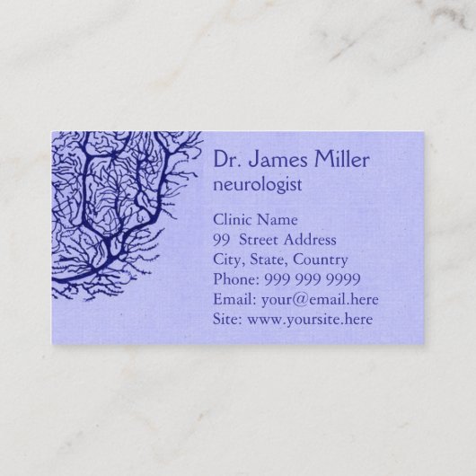 ブルーニューロロジストビジネスカードとニューロンスケッチ 名刺 (裏面)
