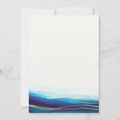 ブルーネイビモダンー金ゴールド海オンビーチ結婚式 招待状 (裏面)