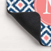 ブルーネイビモノグラムのーダイヤモンドイカットパターン マウスパッド (コーナー)