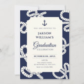 ブルーネイビーいかり卒業 招待状 (正面)