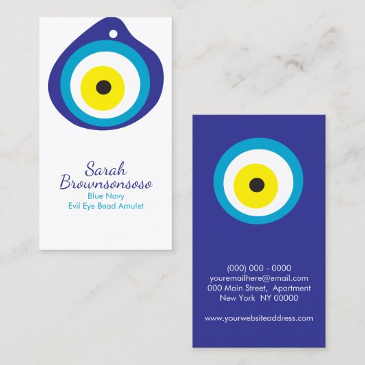 ブルーネイビーイエローアイビーズアムレット 名刺 (正面/裏面)