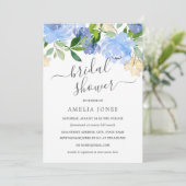 ブルーネイビーウォーターカラーフローラブライダルシャワー 招待状 (スタンド正面)