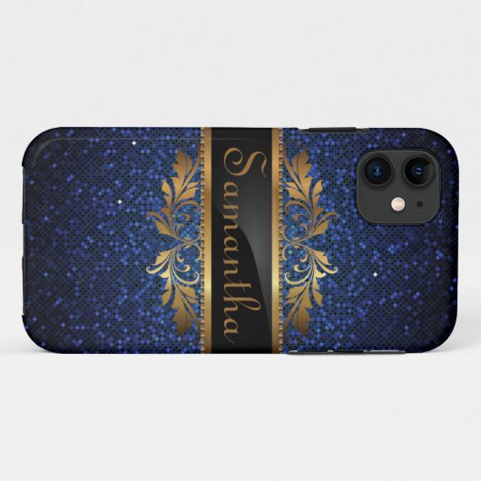 ブルーネイビーグリッターシークインiPhone 5 Mateタフ™ケース Case-Mate iPhoneケース (裏面(横))