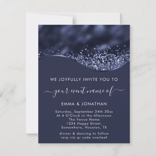 ブルーネイビーグレー波縁どQRコードミニマリズム (正面)